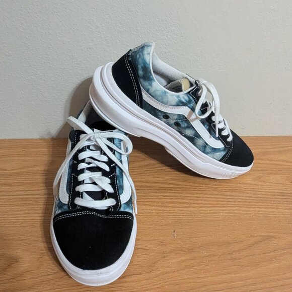 Vans Old Skool Overt Cc Black & Blue Tie-Dye PLATFORM Sneaker Shoes Size 10.5/12 - Picture 2 of 10